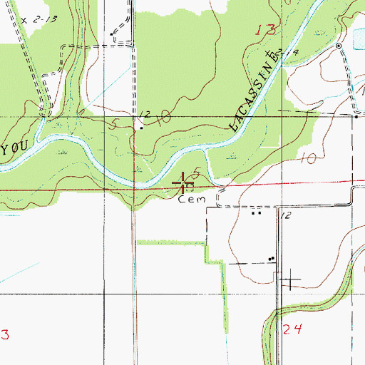 Topographic Map of Foreman Cemetery, LA