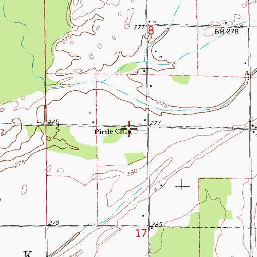 Topographic Map of Pirtle Church, AR