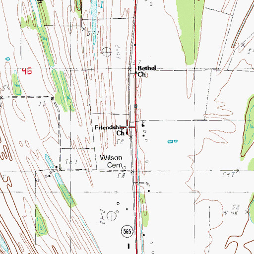 Topographic Map of Friendship Church, LA