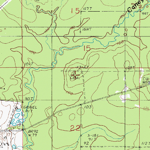 Topographic Map of Frusha Cemetery, LA