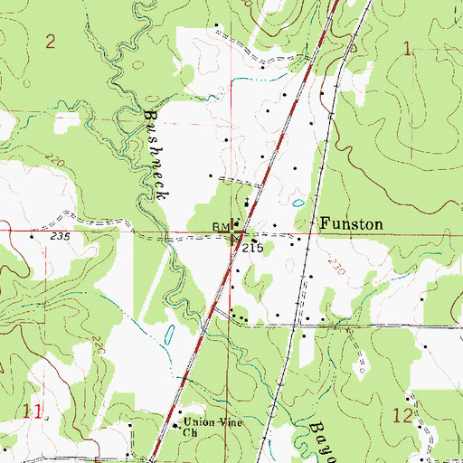 Topographic Map of Funston, LA
