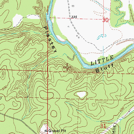 Topographic Map of Plaster Bluff, AR