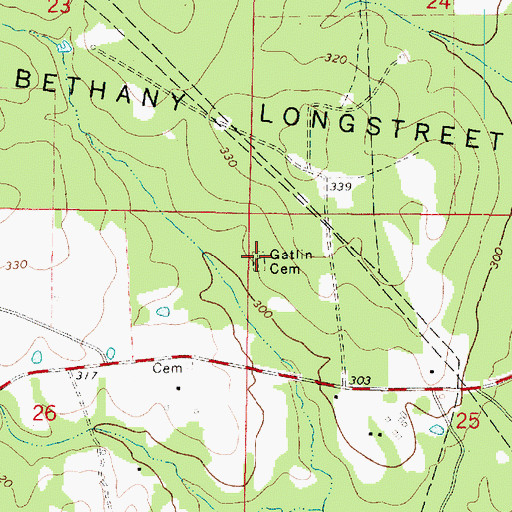 Topographic Map of Gatlin Cemetery, LA