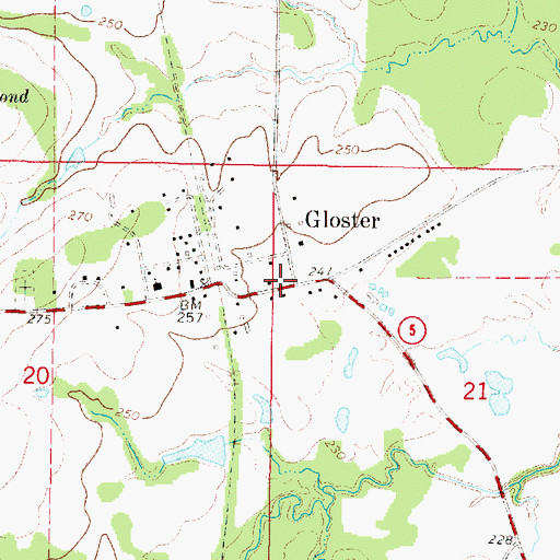 Topographic Map of Gloster, LA