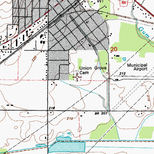 Topographic Map of Pleasant Grove Cemetery, AR