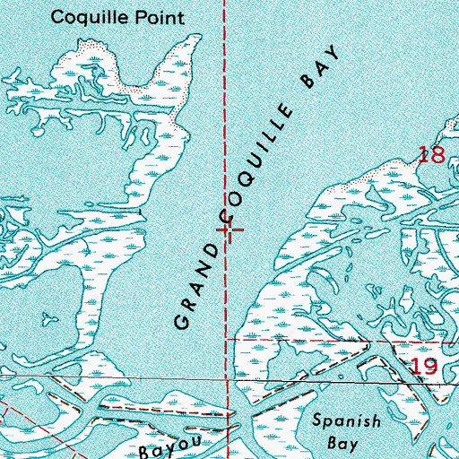 Topographic Map of Grand Coquille Bay, LA