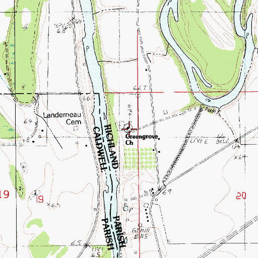 Topographic Map of Greengrove Church, LA