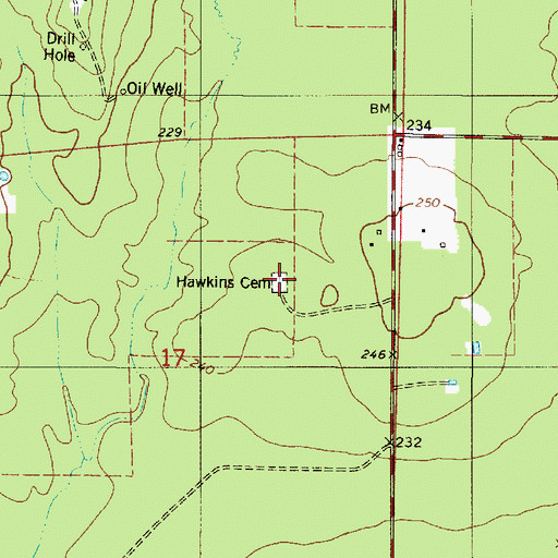 Topographic Map of Hawkins Cemetery, LA
