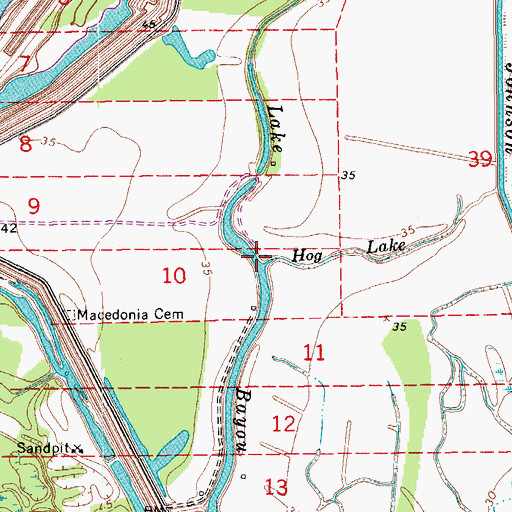 Topographic Map of Hog Lake, LA