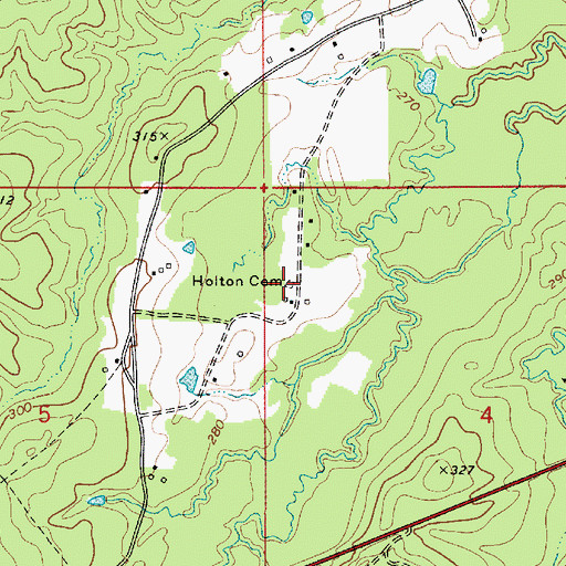 Topographic Map of Holton Cemetery, LA