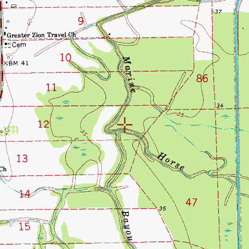 Topographic Map of Horse Bayou, LA