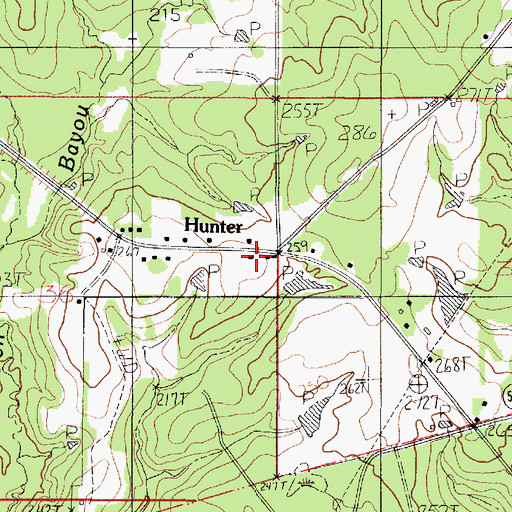 Topographic Map of Hunter, LA