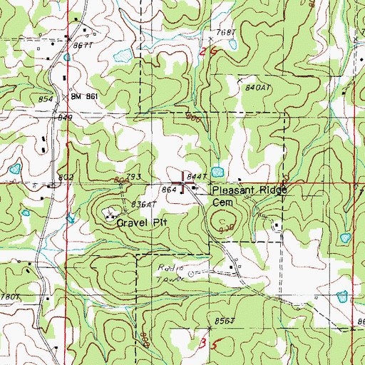 Topographic Map of Pleasant Ridge Church, AR