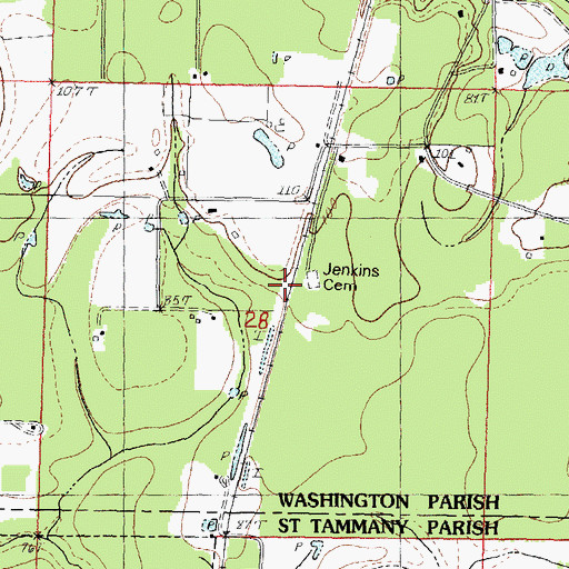 Topographic Map of Jenkins Cemetery, LA