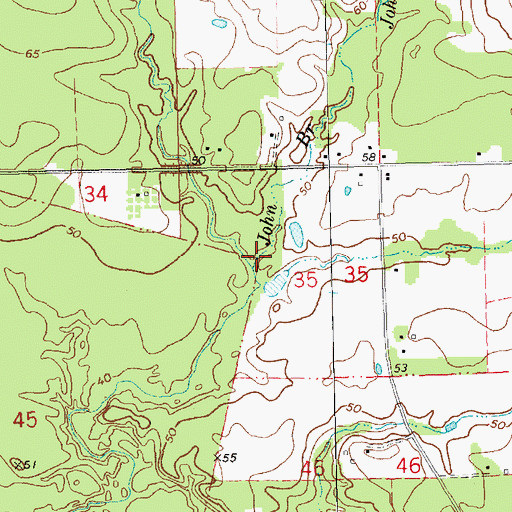Topographic Map of John Branch, LA