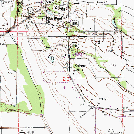 Topographic Map of Kalone Cemetery, LA