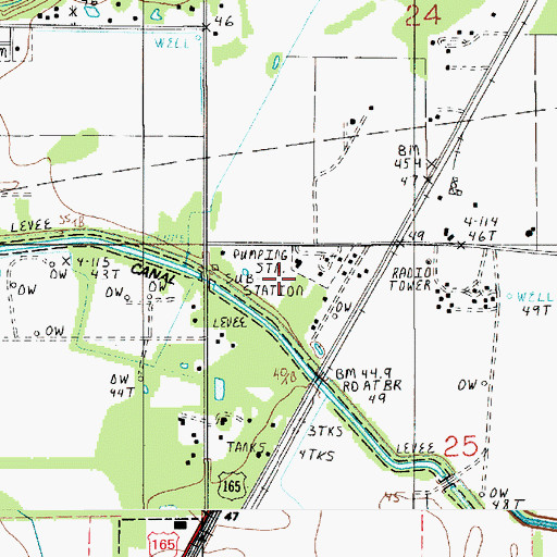 Topographic Map of Kinder Oil Field, LA