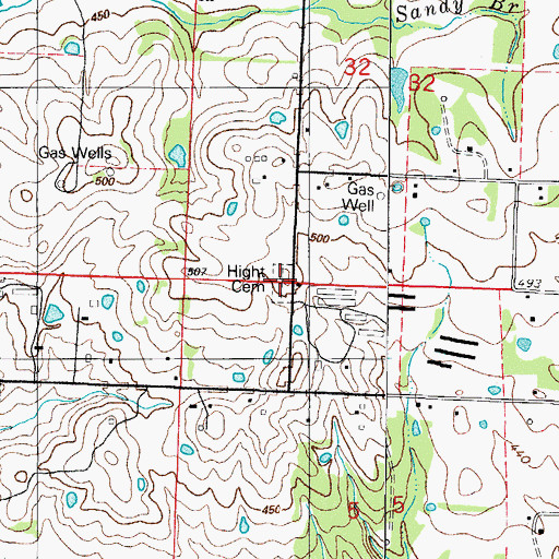 Topographic Map of Pleasant View Cemetery, AR