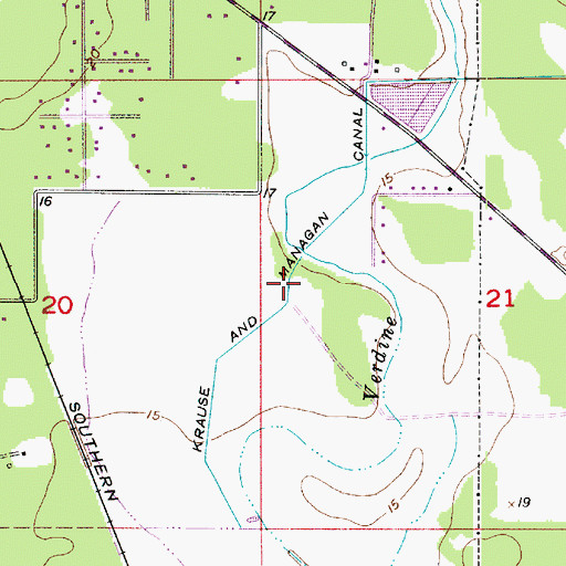 Topographic Map of Krause and Managan Canal, LA