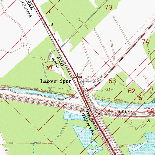 Topographic Map of Lacour Spur, LA