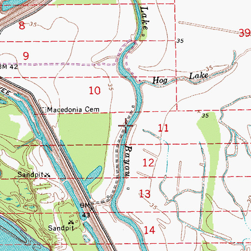 Topographic Map of Lake Bayou, LA