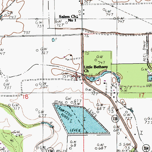 Topographic Map of Little Bethany Church, LA