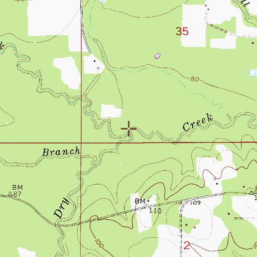Topographic Map of Little Dry Creek, LA