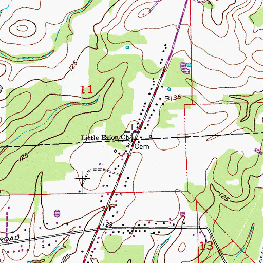Topographic Map of Little Ezion Church, LA
