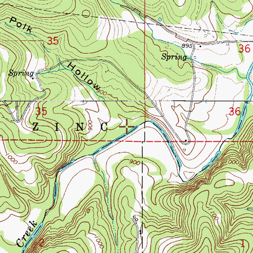 Topographic Map of Polk Hollow, AR