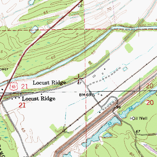 Topographic Map of Locust Ridge, LA