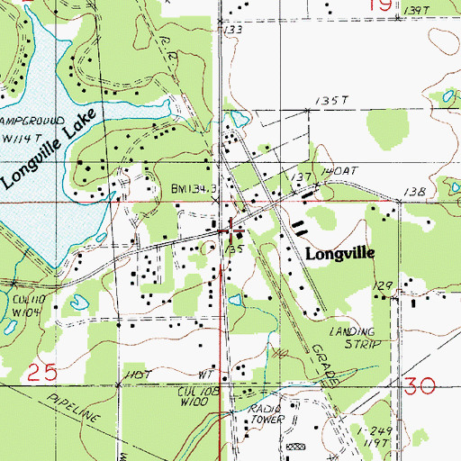 Topographic Map of Longville, LA
