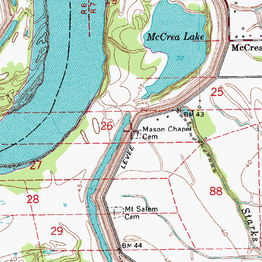 Topographic Map of Mason Chapel Cemetery, LA
