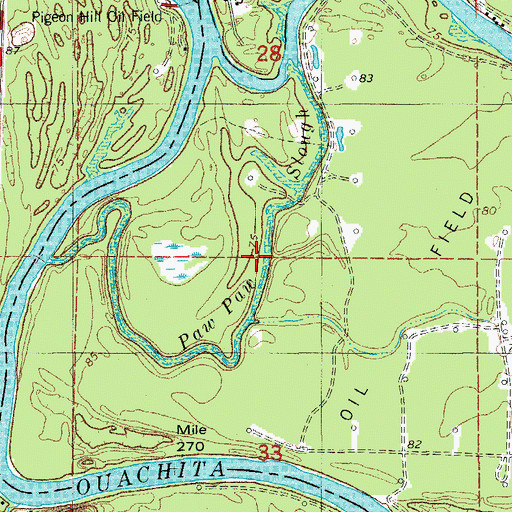 Topographic Map of Paw Paw Slough, AR