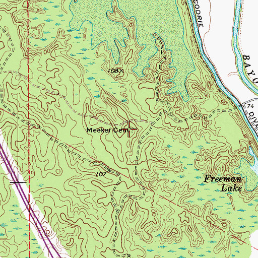 Topographic Map of Meeker Cemetery, LA