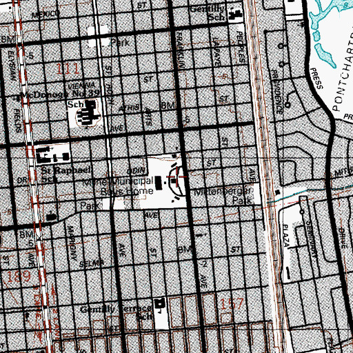 Topographic Map of Milne Municipal Boys Home, LA