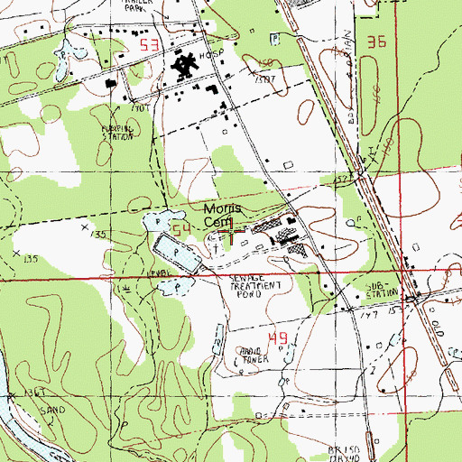 Topographic Map of Morris Cemetery, LA