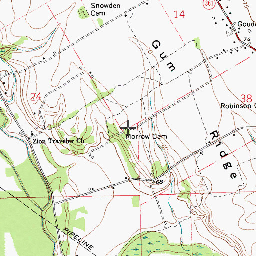 Topographic Map of Morrow Cemetery, LA
