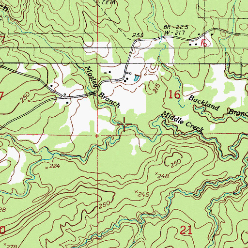 Topographic Map of Mosley Branch, LA