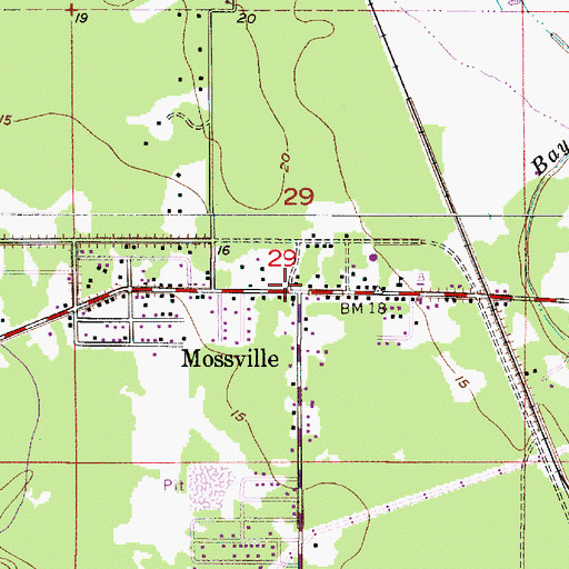 Topographic Map of Mossville, LA