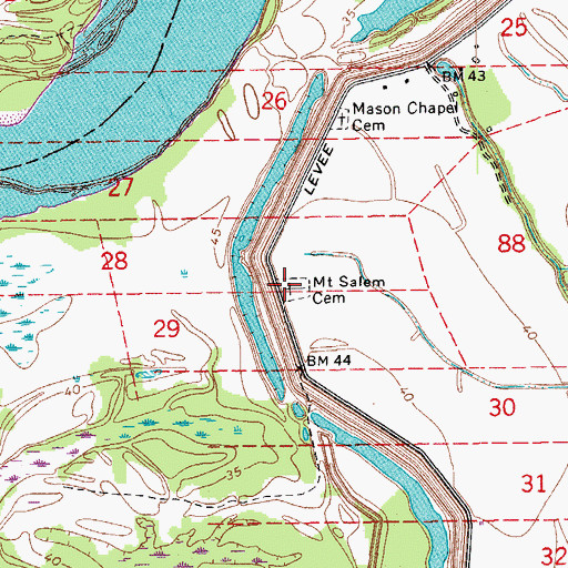 Topographic Map of Mount Salem Cemetery, LA