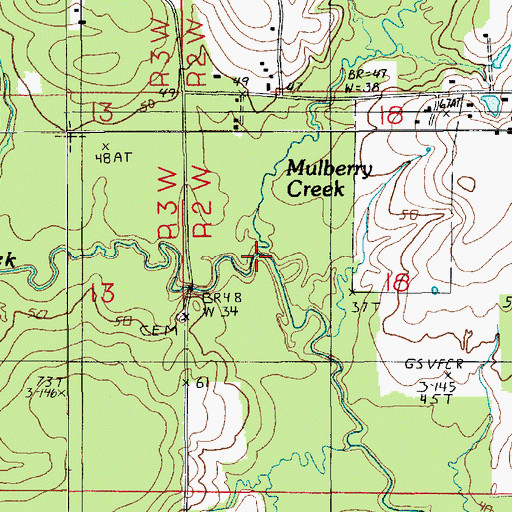 Topographic Map of Mulberry Creek, LA