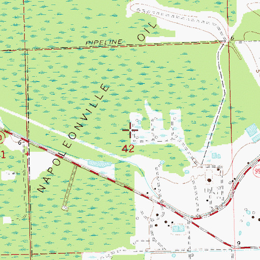 Topographic Map of Napoleonville Oil and Gas Field, LA