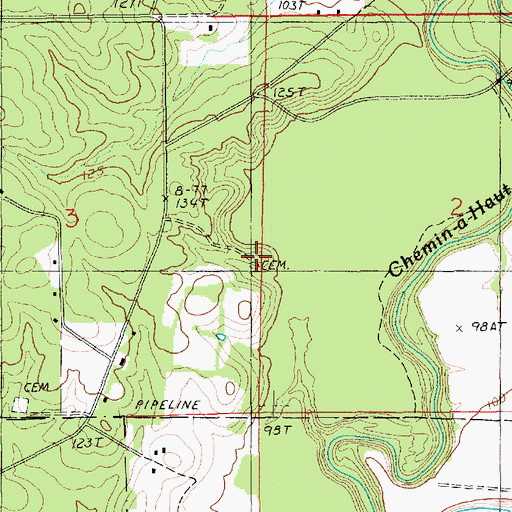 Topographic Map of Neamon Cemetery, LA
