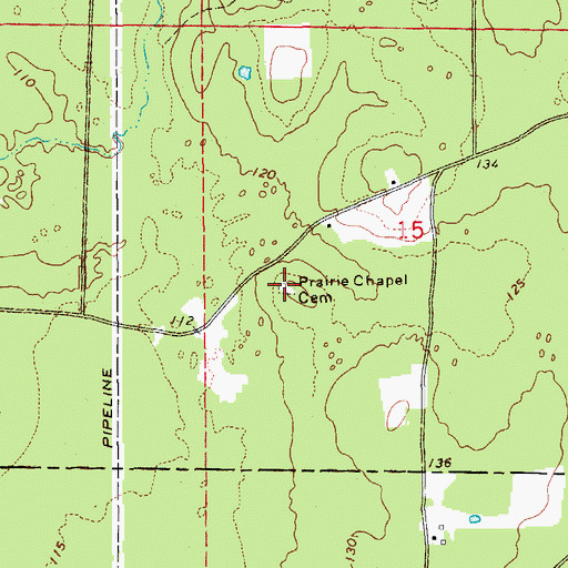 Topographic Map of Prairie Chapel Cemetery, AR