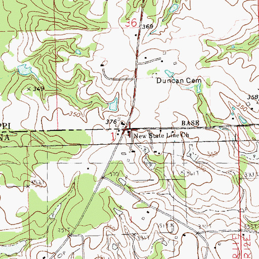 Topographic Map of New State Line Church, LA