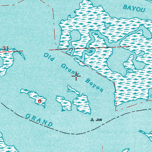 Topographic Map of Old Grand Bayou, LA