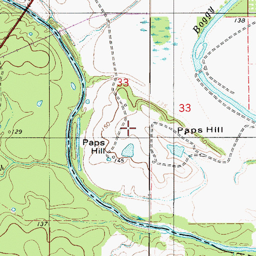 Topographic Map of Paps Hill, LA