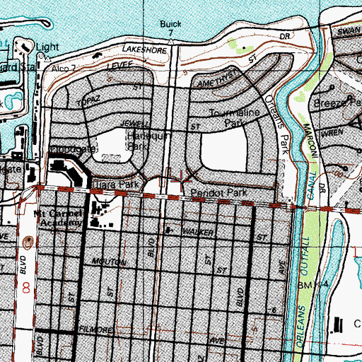 Topographic Map of Peridot Park, LA