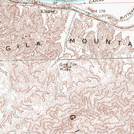 Topographic Map of Grey Fox Mines, AZ