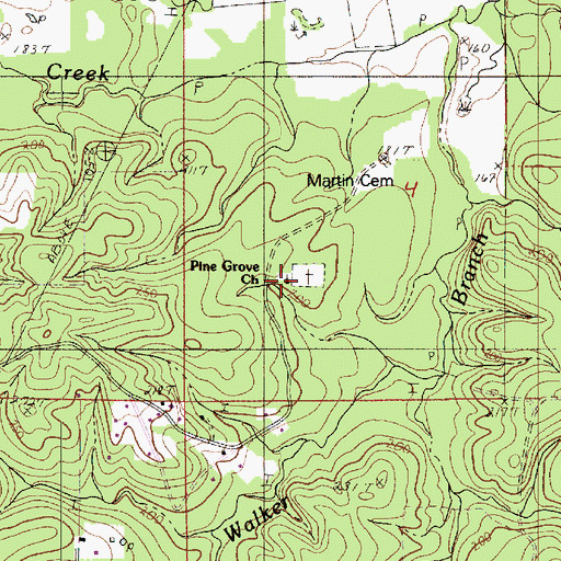 Topographic Map of Pine Grove Church, LA